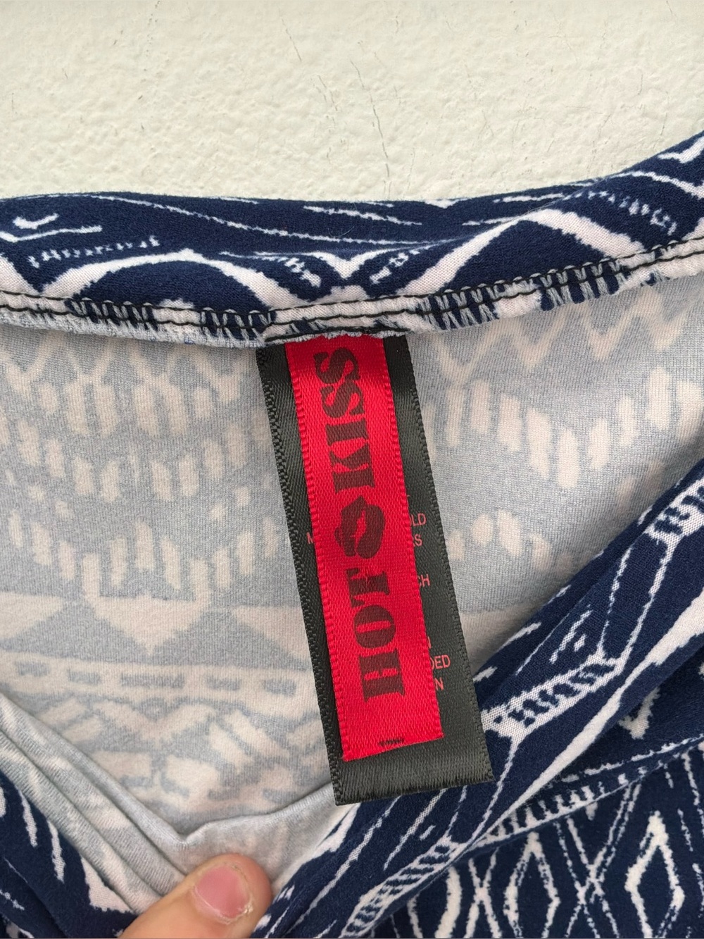 Hot Kiss Navy White Tribal Print Maxi Skirt Stretch Boho Pull-On Size S/M - Picture 5 of 7